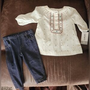 NWT Carter's two piece girls Aztec blouse & jeans, size 3 month